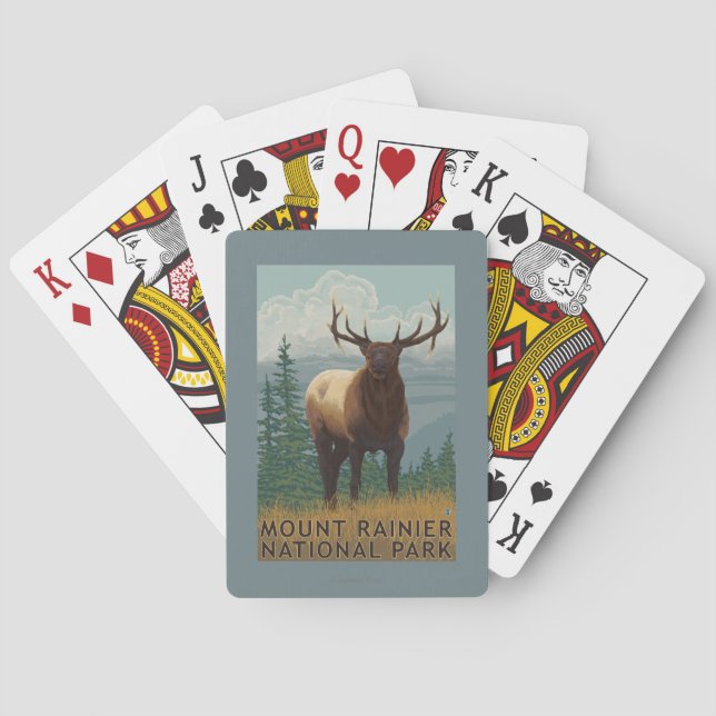 Rainier National Park, WashingtonElk Scene Playing Cards (Back)