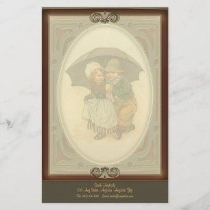Raining Again Vintage Illustration Letterhead