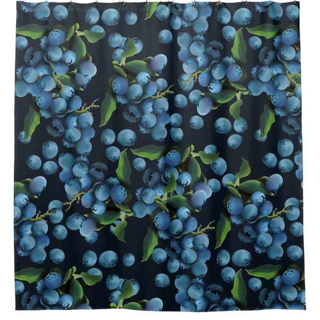 Raining Blueberries Shower Curtain (Front)