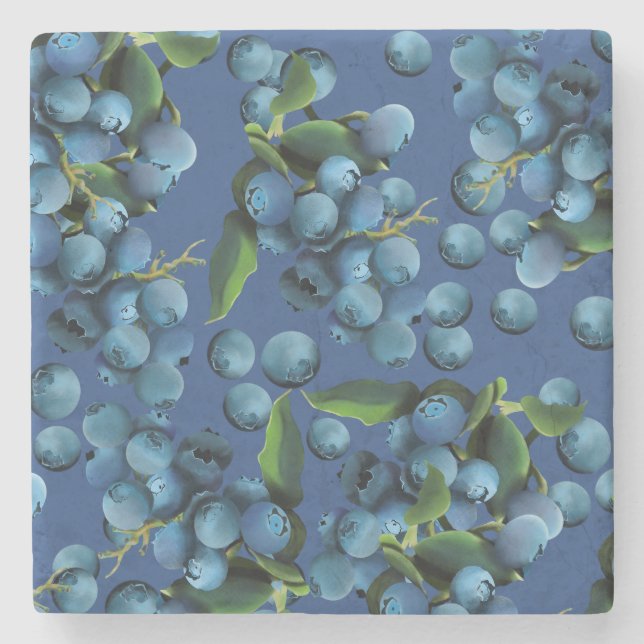 Raining Blueberries Stone Coaster (Front)