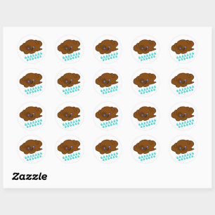 Raining Brown Dog Cloud - Classic Round Sticker