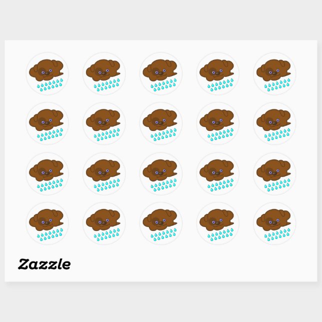 Raining Brown Dog Cloud -  Classic Round Sticker (Sheet)