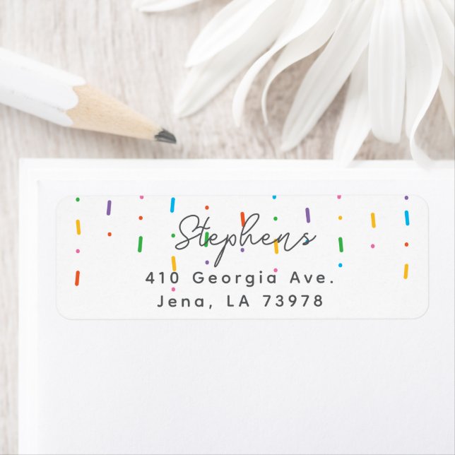 Raining Candy Sprinkles Return Address Label (Insitu)