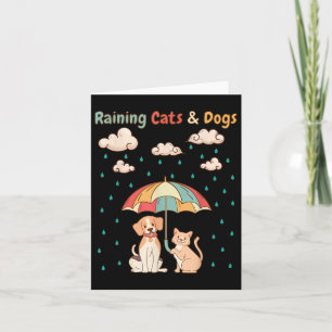 Raining Cats And Dogs Idiom _ Cute Kitty Puppy For Card