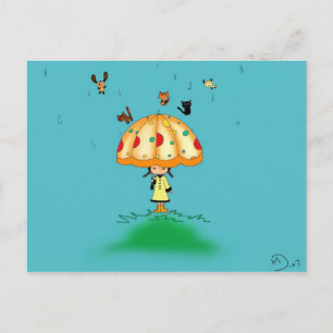 Raining cats and dogs postcard