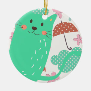 Raining Cats Ceramic Ornament