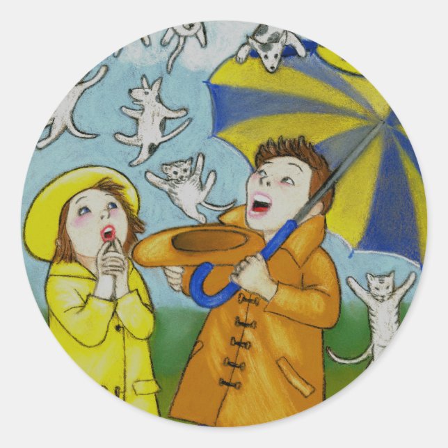 Raining Cats & Dog Sticker (Front)