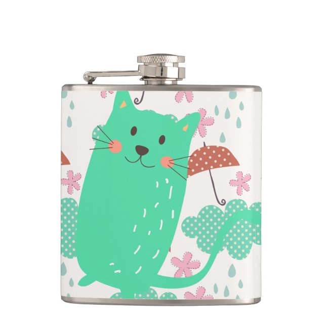 Raining Cats Hip Flask (Front)