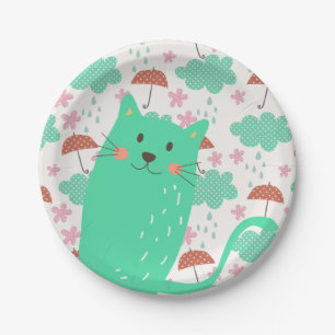 Raining Cats Paper Plate