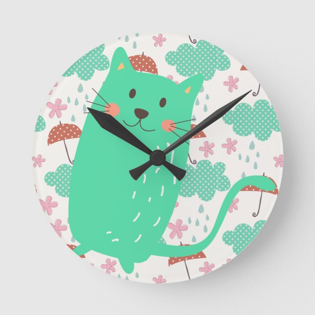 Raining Cats Round Clock (Front)