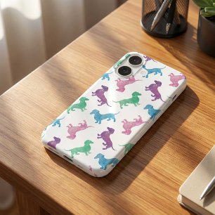 Raining Dachshunds Pastel Watercolor Doxie Pattern