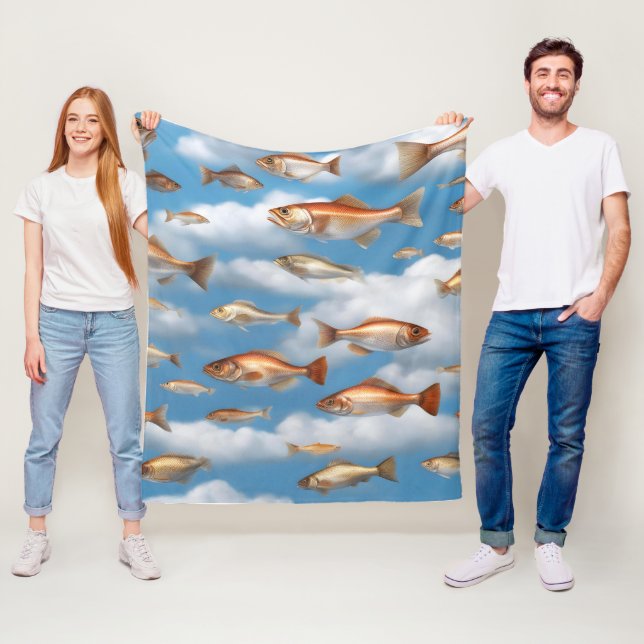 Raining Fish Fleece Blanket (In Situ)