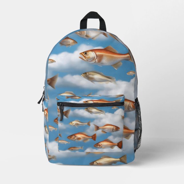 Raining Fish Printed Backpack (Front)
