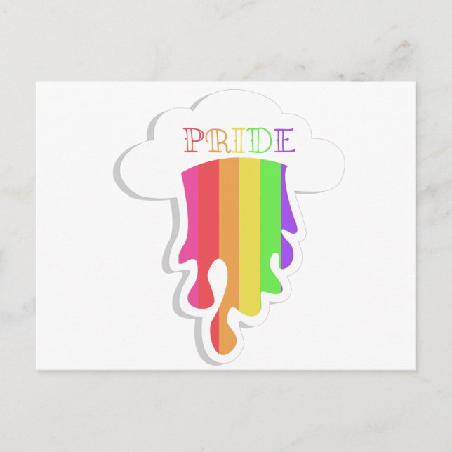 Raining Gay Pride Rainbow Postcard (Front)