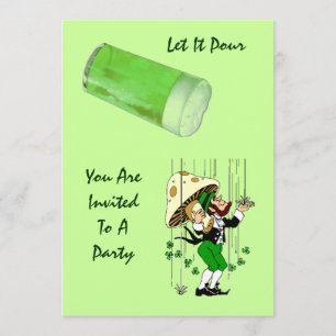 Raining Green Beer on Leprechaun Fun Invitations