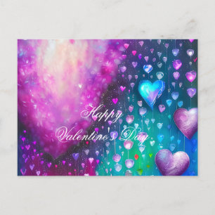 Raining hearts abstract valentine postcard
