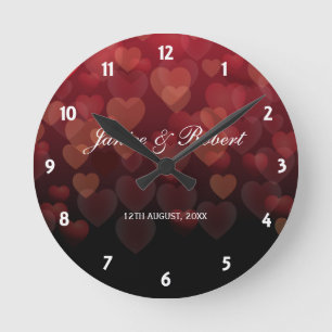 Raining Hearts Round Clock