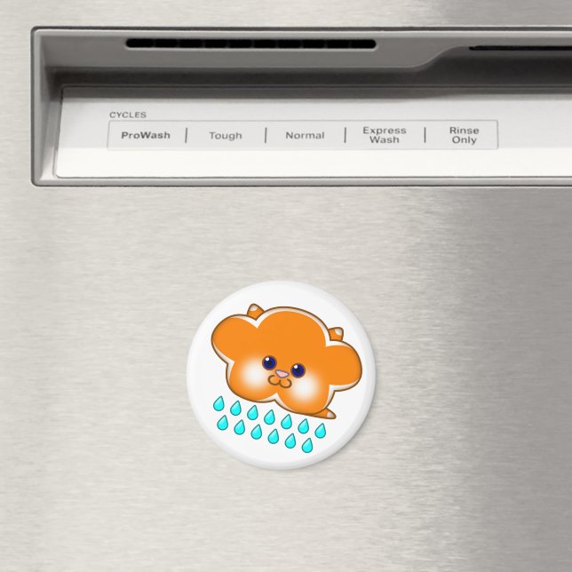 Raining Orange Tabby Cat Cloud -  Magnet (In Situ (Dishwasher))