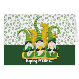 Raining Shamrocks Gnome St Patrick's Day Card