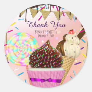 Raining Sprinkles Candy Land Sweets Party Favour Classic Round Sticker