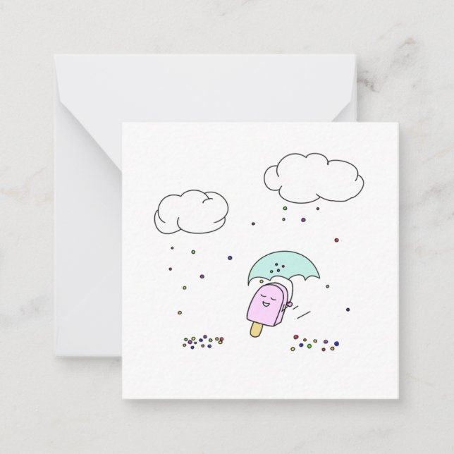 Raining Sprinkles Flat Note Card (Front)
