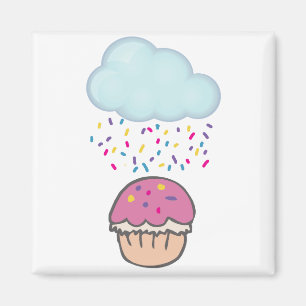 Raining Sprinkles on Cupcake Magnet