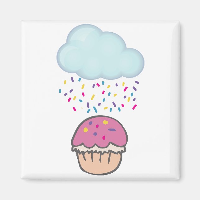 Raining Sprinkles on Cupcake Magnet (Front)