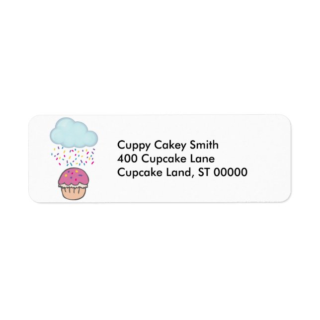Raining Sprinkles on Cupcake Return Address Label (Front)