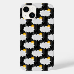 Raining Sunshine Clouds Pattern Design Black Case-Mate iPhone 14 Case