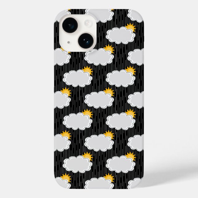 Raining Sunshine Clouds Pattern Design Black  Case-Mate iPhone Case (Back)