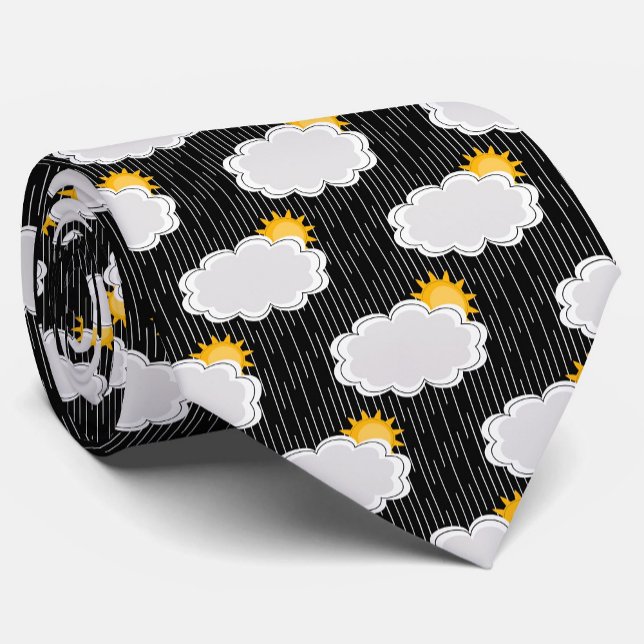 Raining Sunshine Clouds Pattern Design Black  Tie (Creator Uploaded)