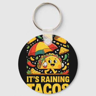 Raining tacos funny umbrella salsa nachos chip key ring