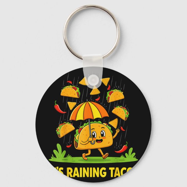 Raining tacos umbrella salsa nachos cinco de mayo key ring (Front)
