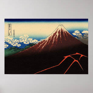 Rainstorm Beneath the Summit (by Hokusai) Poster
