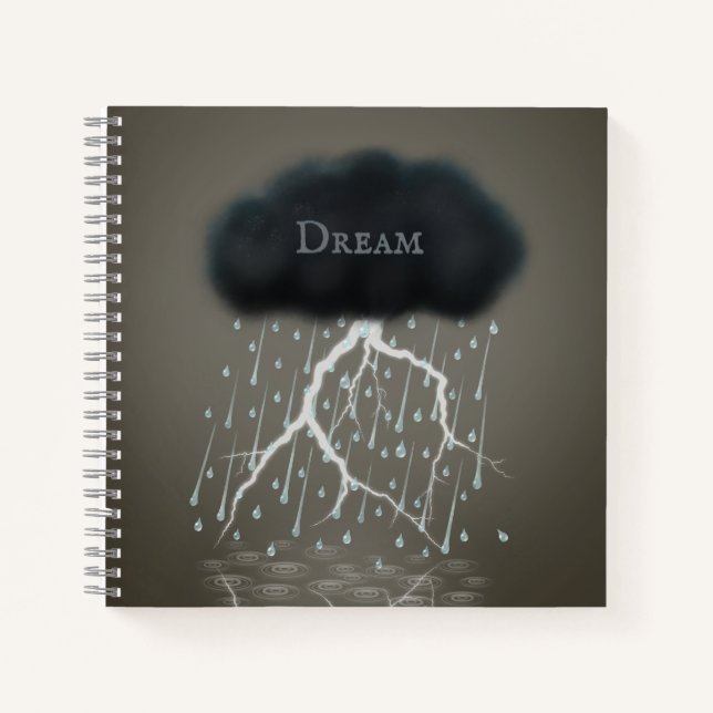 Rainstorm in Sepia Dreamscape Surreal Personalised Notebook (Front)