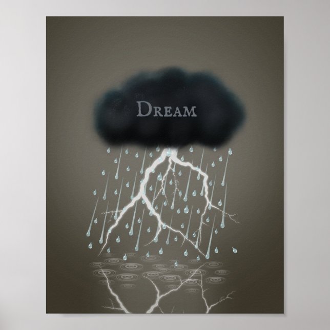 Rainstorm in Sepia Dreamscape Surreal Personalised Poster (Front)
