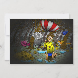 Rainy and windy day holiday card
