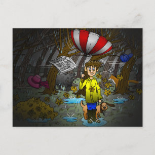 Rainy and windy day holiday postcard