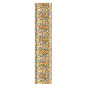 rainy autumn leaves short table runner