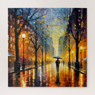 Rainy City Impressionism Jigsaw Puzzle
