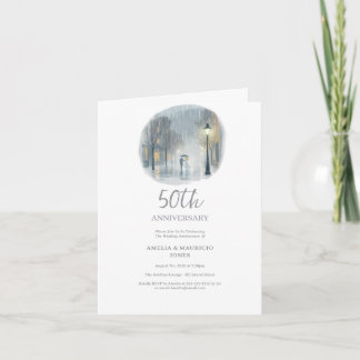 Rainy City Romance-Elegant Wedding Anniversary Invitation