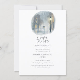 Rainy City Romance-Elegant Wedding Anniversary Invitation