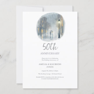 Rainy City Romance-Elegant Wedding Anniversary Invitation