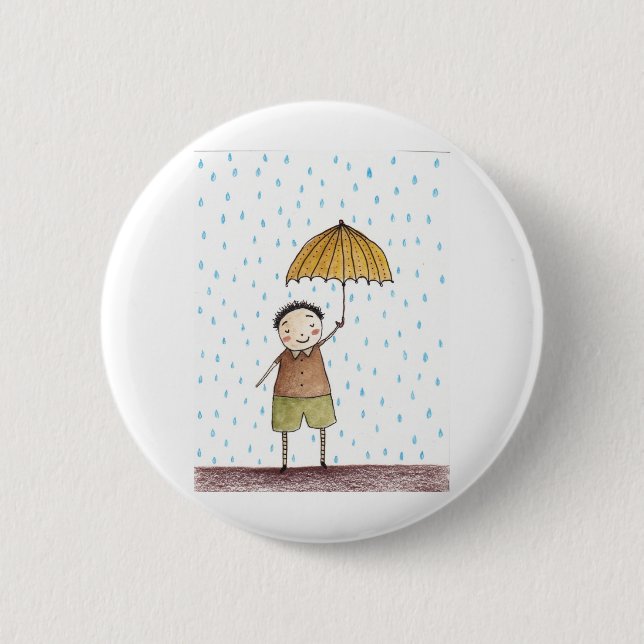 Rainy day 6 cm round badge (Front)