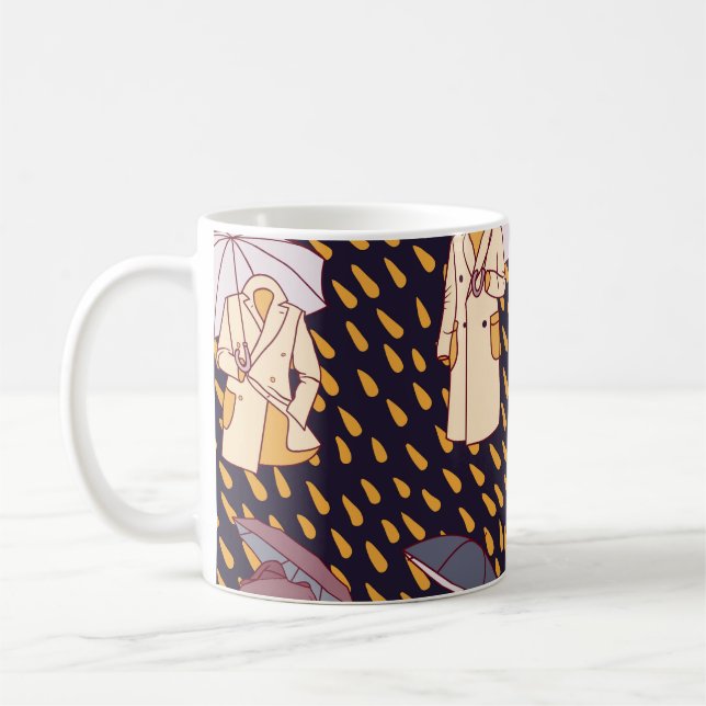 Rainy Day Adventures: Invisible Umbrellas Coffee Mug (Left)