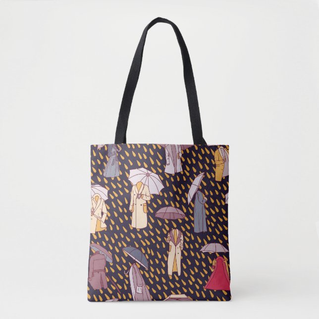Rainy Day Adventures: Invisible Umbrellas Tote Bag (Front)