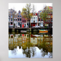 Rainy Day Amsterdam Canal Winter Reflections Photo