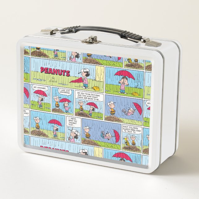 Rainy Day At The Baseball Game Metal Lunch Box (Front)