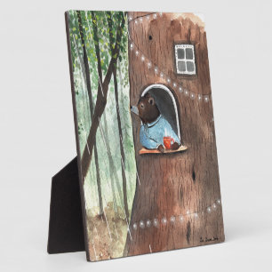 Rainy Day Bear Daydream Tea Time Illustration Art Plaque