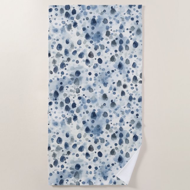 Rainy Day Blue Beach Towel (Front)